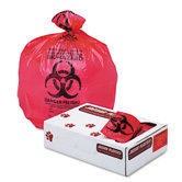 Health Care "Bio-hazard" Printed Liners, 1.3mil, 36 x 58, Red, 100 per Carton