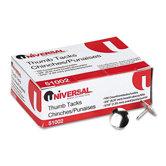Nickel-Plated Thumb Tacks, 5/16" Point, Silver, 100 per Pack