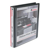 Deluxe Round Ring Vinyl View Binder, 1in Capacity, Black
