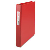 D-Ring Binder with Label Holder, 1in Capacity, Red