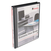 Round Ring Economy Vinyl View Binder, 1/2in Capacity, Black