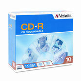 CD-R Discs, 700MB/80min, 52x, with Slim Jewel Cases, Silver, 10/Pack