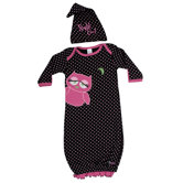 Night Owl Gown and Cap Set in Black
