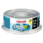 Spindle Cd-Rw Discs, 700Mb/80Min, 4X, 25/Pack