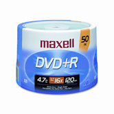 DVD+R Discs, 4.7GB, 16x, Spindle, Silver, 50/Pack