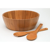 Bamboo 11.75" 3 Piece Salad Set