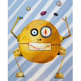 Patchwork Mitmit Loves Donuts Robot Canvas Print by Liz Clay