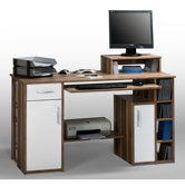 91,5cm Computertisch in Wei&szlig; uni / Baltimore-Nussbaum