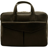 Sienna Leather Double Zip Briefcase with Front Flap Pocket