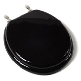 Designer Solid Round Toilet Seat with PVD Brushed Nickel Hinges