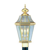 Georgetown  Outdoor Post Lantern in Polished Brass