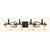 Tuscany Four Light Vanity Light in Copper Bronze with Aged Gold Leaves