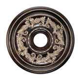Ceiling Medallion in Hand Rubbed Bronze with Antique Silver Accents