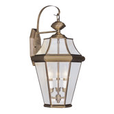 Georgetown Three Light Outdoor Wall Lantern in Antique Brass