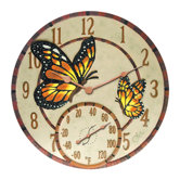 Mosaic Butterflies Clock with 14" Thermometer