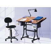 Creation Station Melamine Drafting Table with Chair