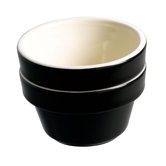 Black and Cream Stoneware Set of Two Ramekins