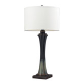 Langholm One Light Table Lamp in Green and Black Landscape