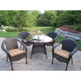 Resin Wicker 5 Piece Dining Set with Cushions