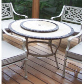 Stone Art Coffee Table with Lazy Susan