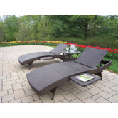 Elite Resin Wicker Three Piece Chaise Lounge Set