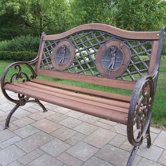 Double Golfer Cast Iron and Wood Park Bench