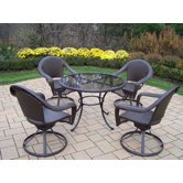 Elite Resin Wicker 5 Piece Swivel Dining Set