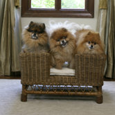 Rattan Medium Dog Bed Basket with Cushion