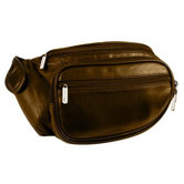 Black Leather Waist Pack with Organizer