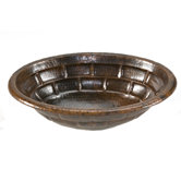 Oval Stacked Stone Self Rimming Hammered Copper Bathroom Sink in Oil Rubbed Bronze