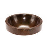 Round Skirted Hammered Copper Vessel Sink in Oil Rubbed Bronze