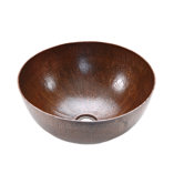 Medium Round Hammered Copper Vessel Sink in Oil Rubbed Bronze