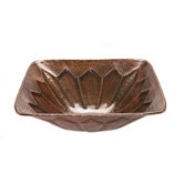 Square Feathered Hammered Copper Vessel Sink in Oil Rubbed Bronze