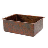 25" Copper Hammered Single Bowl Kitchen Sink in Oil Rubbed Bronze