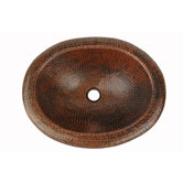 Oval Self Rimming Hammered Copper Bathroom Sink