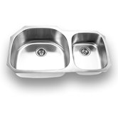 37.625" x 20.875" Stainless Steel Undermount Double Bowl Kitchen Sink