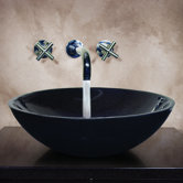 Judy 5.5" x 16.5" Hand Carved Round Vessel Sink in Black