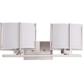 Portia Two Light Bath Vanity in Brushed Nickel with Slate Gray Fabric Shade