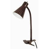 One Light Goose Neck Clip-On Lamp in Bronze
