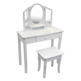 Classic White Vanity and Stool