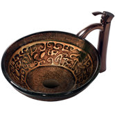 Golden Greek Vessel Sink and Bronze Faucet Set