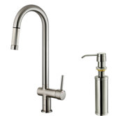 One Handle Single Hole Pull-Out Spray Kitchen Faucet with Soap Dispenser