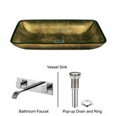 Copper Glass Vessel Sink with Faucet in Chrome