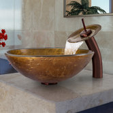Textured Copper Vessel Sink and Waterfall Faucet