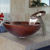 Fusion Glass Vessel Sink and Waterfall Faucet