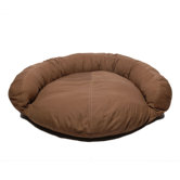 Saddle Stitch Twill Bolster Dog Bed in Chocolate