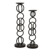Iron Ringed Candlesticks (Set of 2)