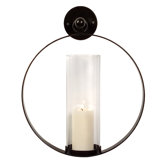 Wrought Iron and Glass Wall Sconce