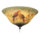 Hand-painted Parrot Ceiling Fan Glass Bowl Shade