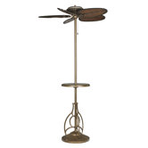 Torrento Floor Fan in Aged Bronze with Table Accessory and Bamboo Blades in Antique